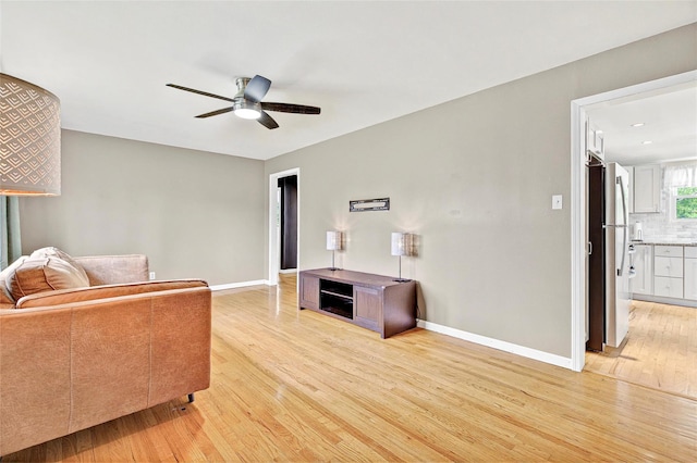 21 James Rd, Monroe, NY 10950 - living room with ceiling fan, light wood-style flooring, baseboards, and recessed lighting