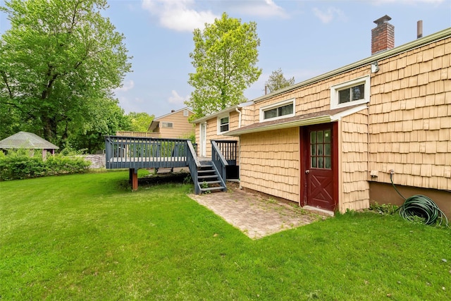 21 James Rd, Monroe, NY 10950 - view of green lawn featuring a wooden deck