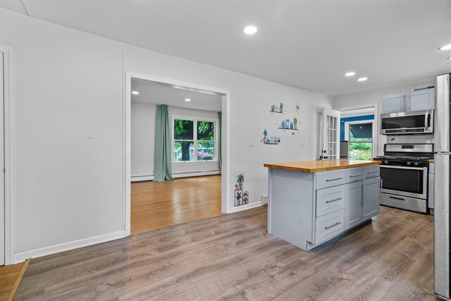 15 Scanlon Ave, Florida, NY 10921 - kitchen featuring appliances with stainless steel finishes, wooden counters, recessed lighting, light wood finished floors, and baseboards