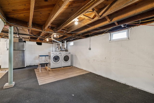 15 Scanlon Ave, Florida, NY 10921 - below grade area featuring washing machine and clothes dryer and freestanding refrigerator