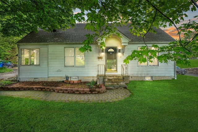 15 Scanlon Ave, Florida, NY 10921 - view of front of home featuring a shingled roof, a front lawn, and crawl space