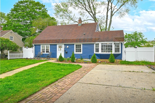 133 Spring Ln, Levittown, NY 11756 - view of front facade featuring a gate and a chimney