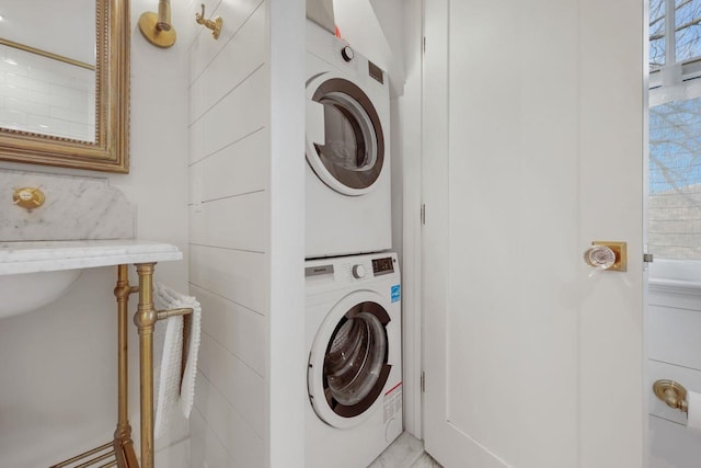 5 Donald Dr, Hastings-On-Hudson, NY 10706 - laundry room with estacked washer and dryer