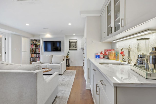 5 Donald Dr, Hastings-On-Hudson, NY 10706 - living room featuring wood finished floors and recessed lighting