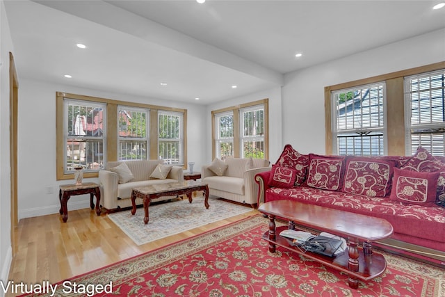 11511 173rd St, Addisleigh Park, NY 11434 - living area featuring recessed lighting, wood finished floors, and baseboards