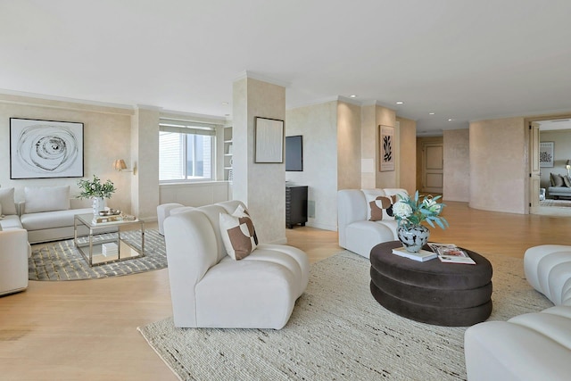 3333 Henry Hudson Pkwy # 23Ef, Bronx, NY 10463 - living area featuring wood finished floors, crown molding, and recessed lighting