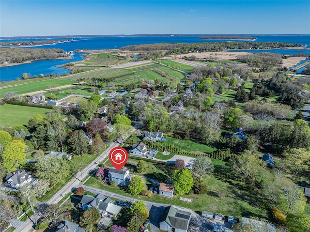 630 New Suffolk Rd, Cutchogue, NY 11935 - aerial overview of property's location with a large body of water