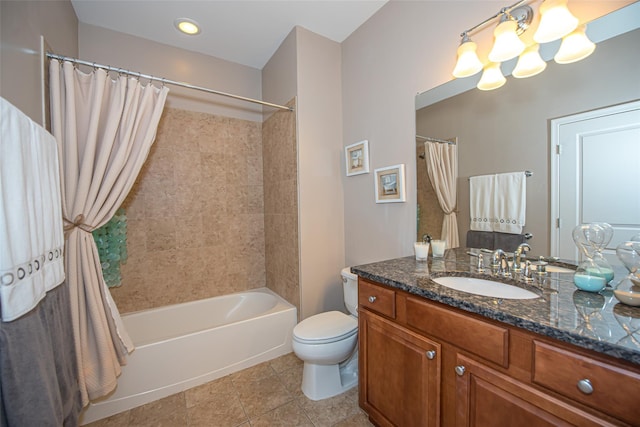 42 Kimberly Dr Unit 42, Westhampton, NY 11977 - bathroom with a chandelier, toilet, vanity, shower / tub combo with curtain, and tile patterned flooring