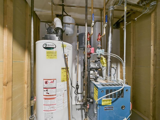 utility room with gas water heater