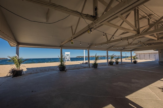 10 Bay Dr W, Huntington Bay, NY 11743 - view of patio / terrace with view of water and beach