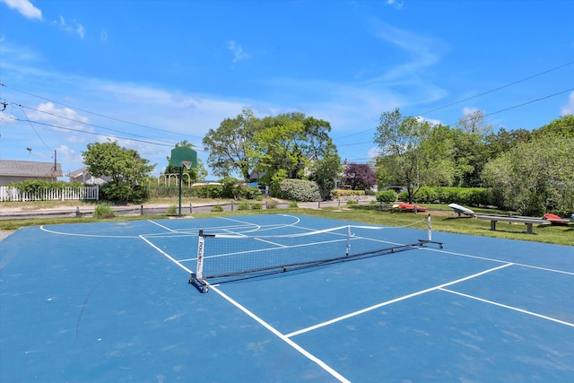 10 Bay Dr W, Huntington Bay, NY 11743 - view of tennis court with community basketball court