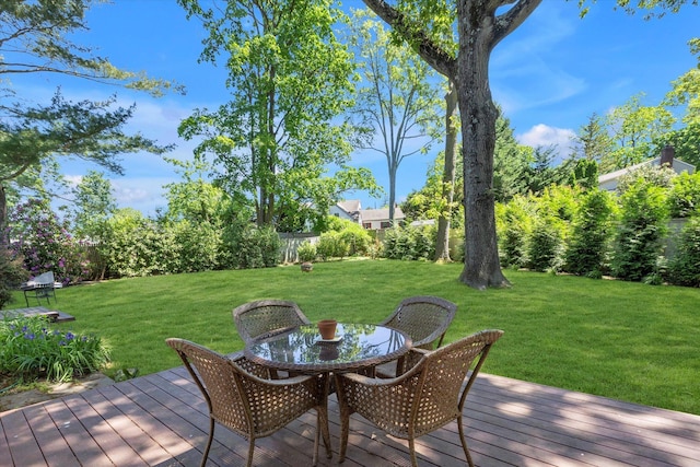 10 Bay Dr W, Huntington Bay, NY 11743 - wooden deck with outdoor dining space