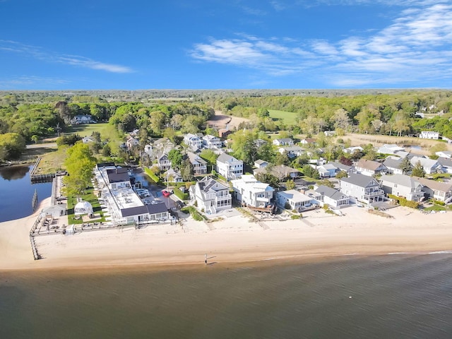 aerial perspective of suburban area with expansive beach