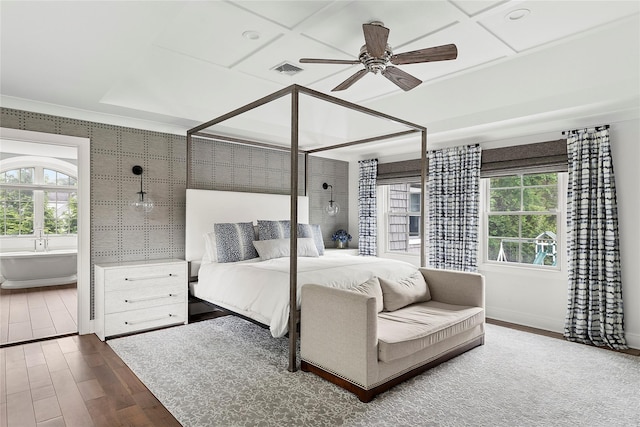 15 Wagamon Dr, Woodbury, NY 11797 - bedroom with wood finished floors, baseboards, and a ceiling fan