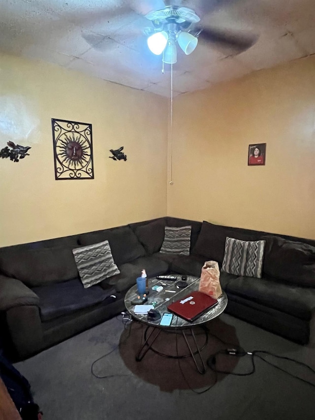 60-85 55th St, Maspeth, NY 11378 - carpeted living area featuring a ceiling fan