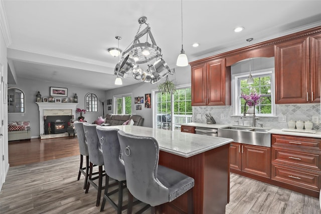 25 Crest Rd, Cold Spring, NY 10516 - kitchen with a sink, a kitchen breakfast bar, recessed lighting, dishwasher, and open floor plan