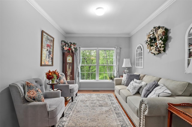 25 Crest Rd, Cold Spring, NY 10516 - living room with crown molding, wood finished floors, and baseboards