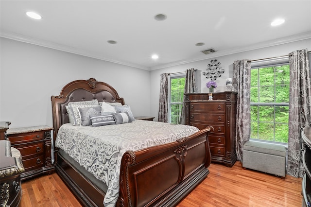 25 Crest Rd, Cold Spring, NY 10516 - bedroom with light wood-style floors, ornamental molding, and recessed lighting