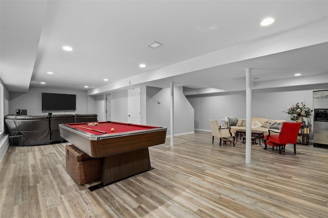 25 Crest Rd, Cold Spring, NY 10516 - rec room with light wood-style flooring, billiards table, recessed lighting, and baseboards