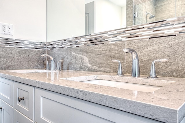 bathroom view of double vanity