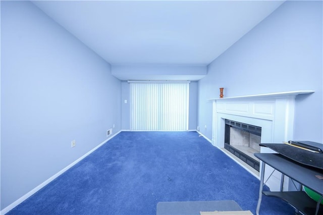 186 Monahan Ave, Staten Island, NY 10314 - unfurnished living room with a fireplace, baseboards, and carpet floors