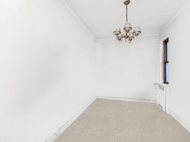 3215 Netherland Ave Unit 6C, Bronx, NY 10463 - carpeted empty room with a chandelier and ornamental molding