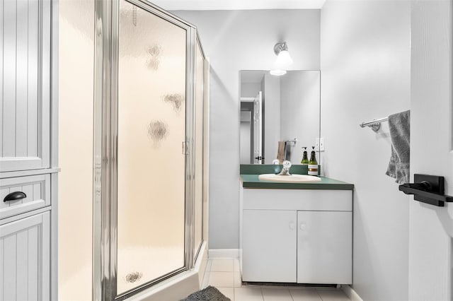 1 Mountain Ter, Nanuet, NY 10954 - full bathroom featuring a shower stall, tile patterned floors, vanity, and baseboards