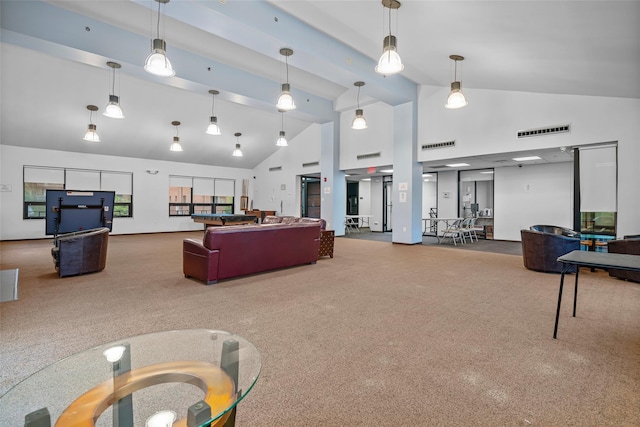 common area featuring high vaulted ceiling