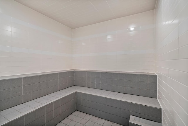 bathroom with tile patterned flooring