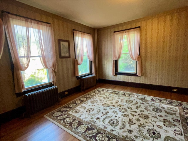 22 Herbert St, Beacon, NY 12508 - unfurnished room with radiator heating unit, wood finished floors, healthy amount of natural light, and wallpapered walls