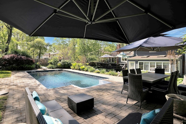 24 Harvard Ln, Commack, NY 11725 - outdoor pool featuring a patio area and outdoor dining area