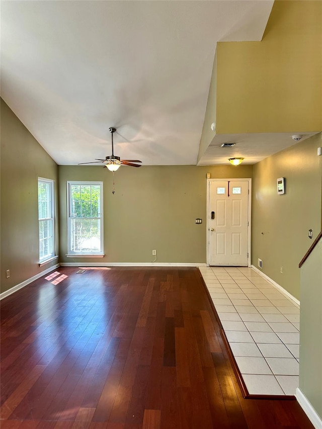 1 Olde Wagon Rd, Warwick, NY 10990 - foyer with light wood finished floors, ceiling fan, baseboards, and lofted ceiling