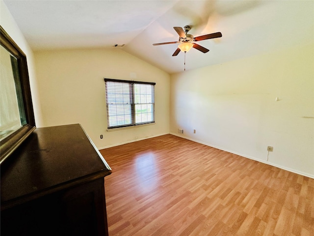 1 Olde Wagon Rd, Warwick, NY 10990 - empty room featuring vaulted ceiling, a ceiling fan, light wood-type flooring, and baseboards