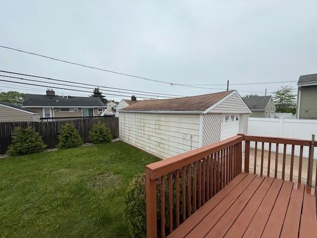 wooden deck with an outdoor structure