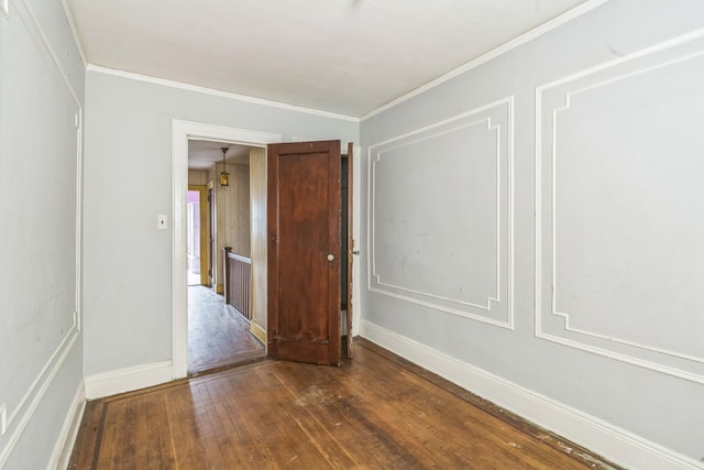 179-03 Selover Rd, Jamaica, NY 11434 - empty room with dark wood-type flooring, ornamental molding, and baseboards