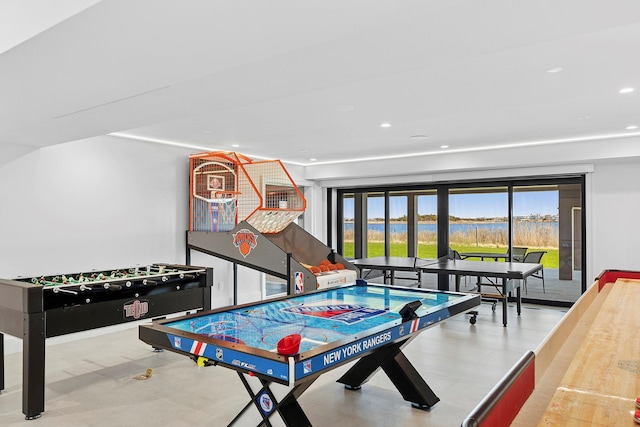 34 Westbridge Rd, Westhampton Beach, NY 11978 - game room with recessed lighting and tile patterned floors