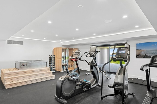 34 Westbridge Rd, Westhampton Beach, NY 11978 - workout area with recessed lighting and baseboards