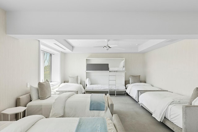 34 Westbridge Rd, Westhampton Beach, NY 11978 - bedroom with a raised ceiling and concrete floors