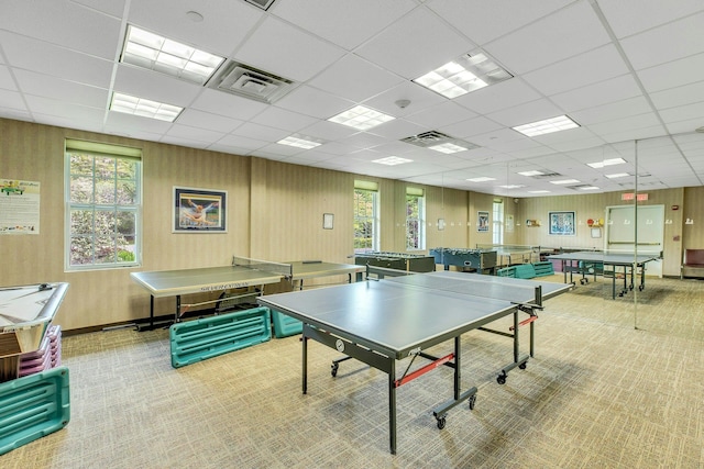 7 Marisa Dr, Middle Island, NY 11953 - rec room featuring carpet, a drop ceiling, and baseboards