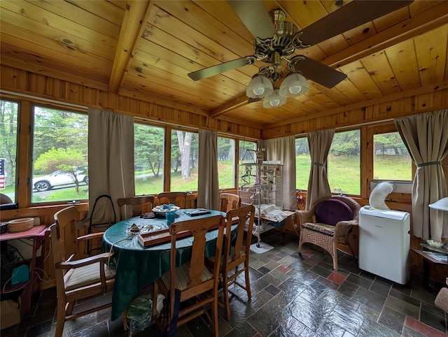 11 W Mongaup Trl, Smallwood, NY 12778 - sunroom / solarium featuring stone tile floors, wood ceiling with exposed beams, and healthy amount of natural light