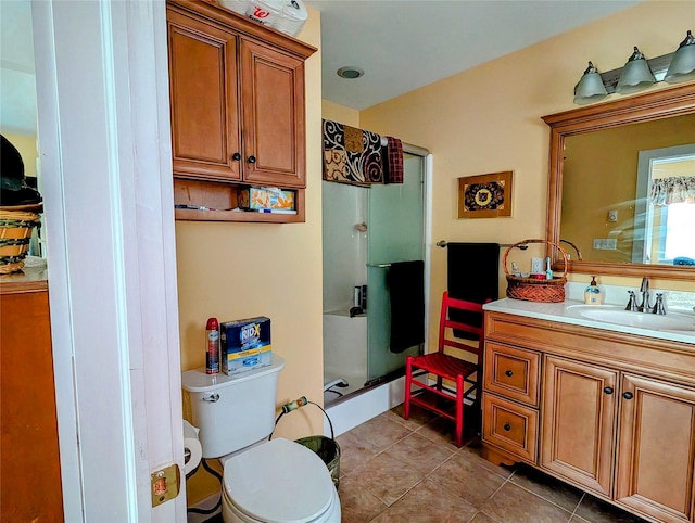 11 W Mongaup Trl, Smallwood, NY 12778 - full bathroom with a stall shower, toilet, vanity, and tile patterned floors