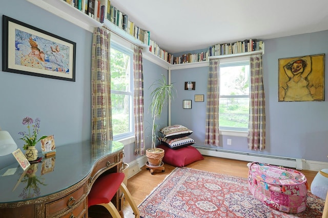 2 Amber Ridge Rd, Chestnut Ridge, NY 10977 - sitting room with a baseboard heating unit, healthy amount of natural light, and wood finished floors