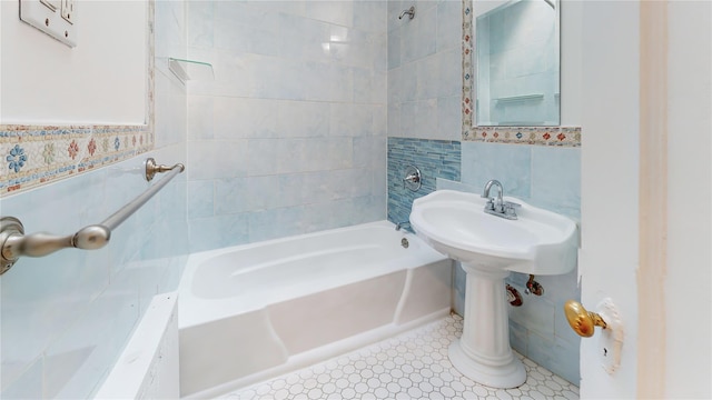 48-17 54th Ave, Maspeth, NY 11378 - full bathroom with tile walls