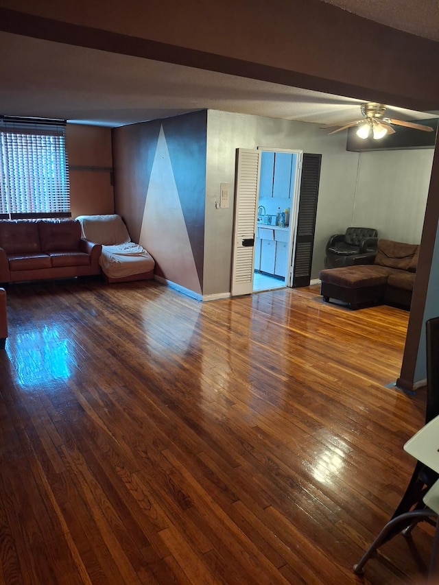 814B Tilden St # 4J, Bronx, NY 10467 - living area with wood finished floors, a ceiling fan, and baseboards