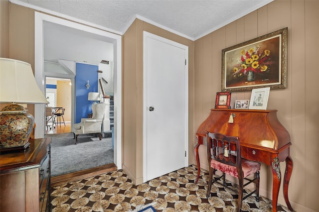 42 Longview Ave, White Plains, NY 10605 - office space with ornamental molding, tile patterned floors, and a decorative wall