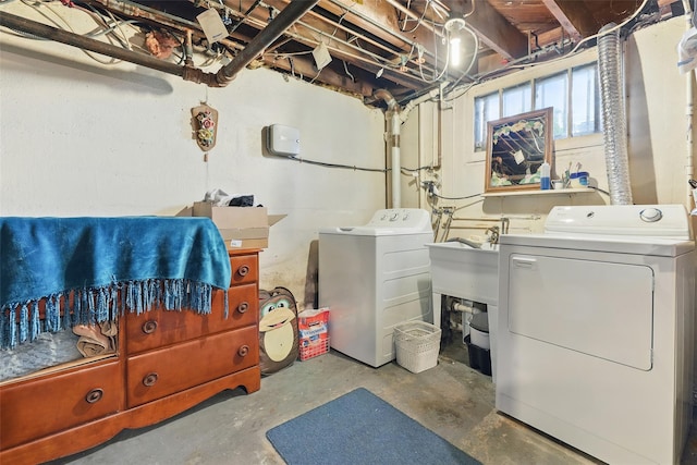 42 Longview Ave, White Plains, NY 10605 - basement featuring washer and dryer and a sink