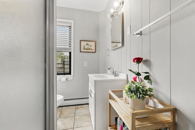 40 Longview Ave, White Plains, NY 10605 - bathroom with a baseboard radiator, toilet, and vanity