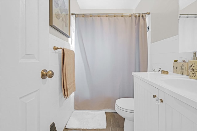 13-10 212th St Unit 118, Bayside, NY 11360 - bathroom with vanity, toilet, wood finished floors, and curtained shower