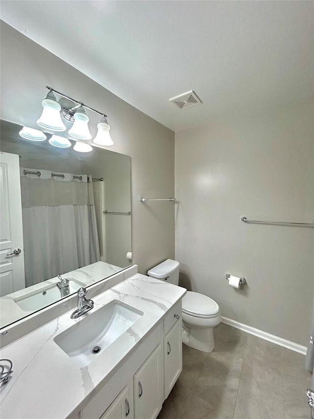 19 Brighton Dr Unit 1703, Newburgh, NY 12550 - bathroom with toilet, vanity, baseboards, a shower with shower curtain, and tile patterned flooring