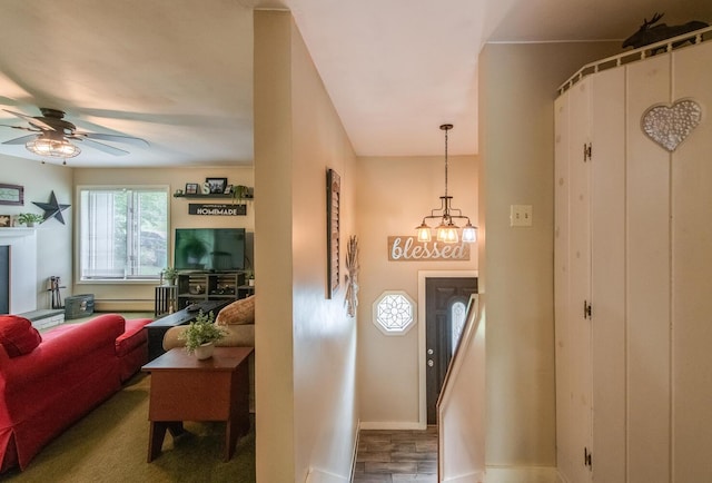 15 Marshall Dr, Poughkeepsie, NY 12601 - entryway with ceiling fan, a chandelier, and baseboards